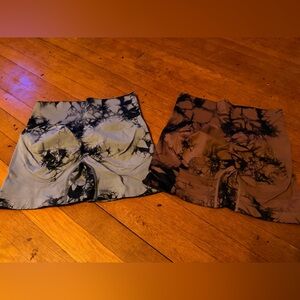 Tie-Dye Shorts Set in Brown and Gray